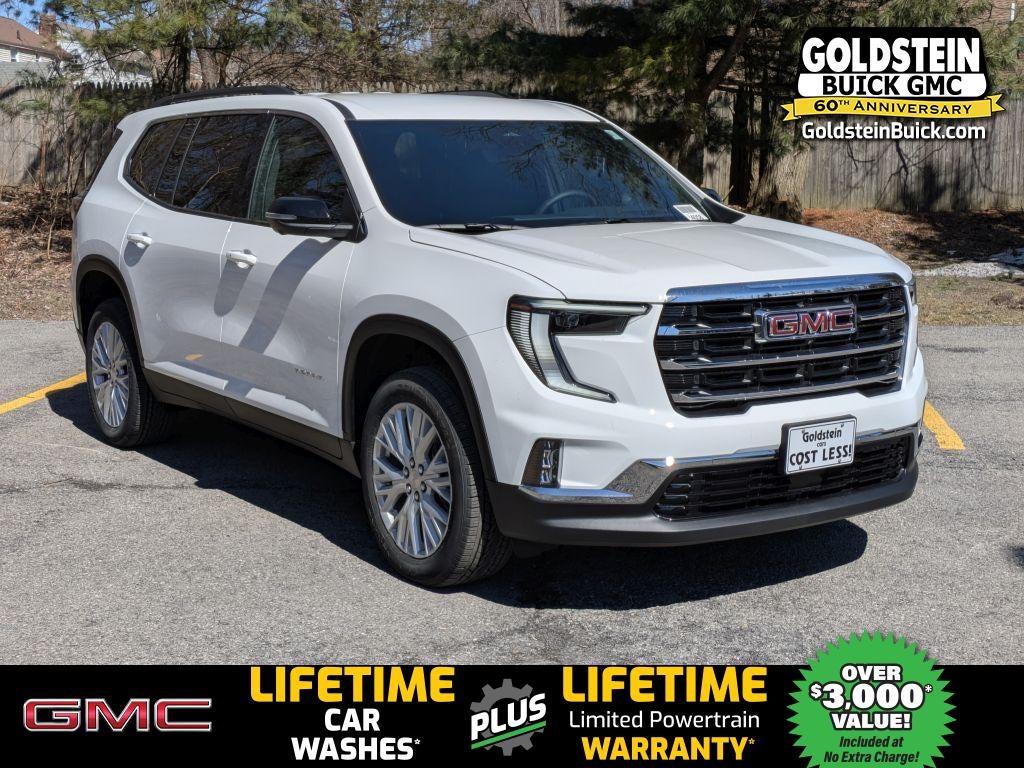 2026 GMC Acadia Elevation in Summit White — front three-quarter view