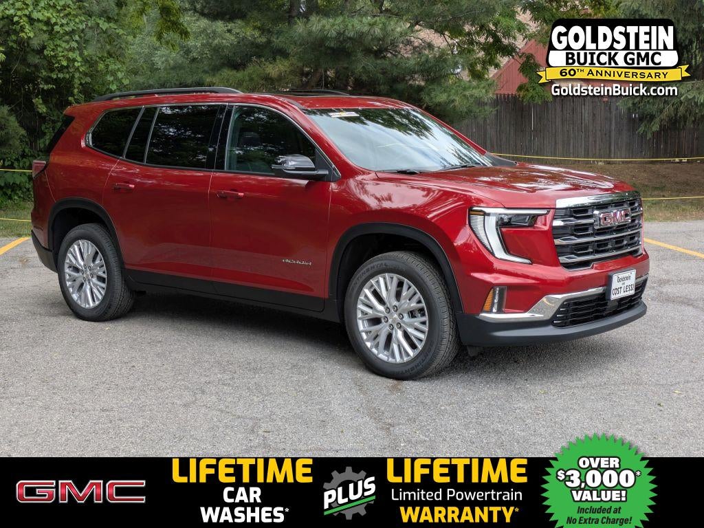 2026 GMC Acadia Elevation in Volcanic Red Tintcoat — front three-quarter view