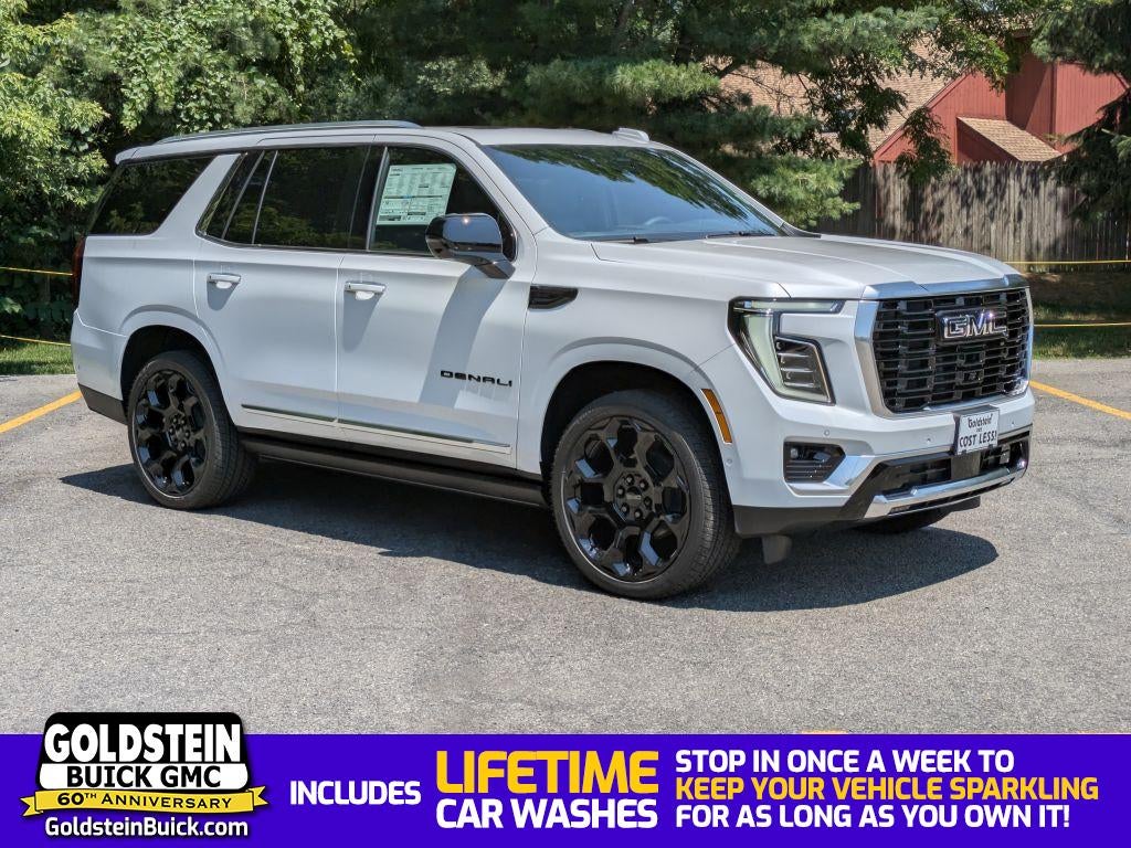 2026 GMC Yukon Denali in Glacier White Tricoat — front three-quarter view