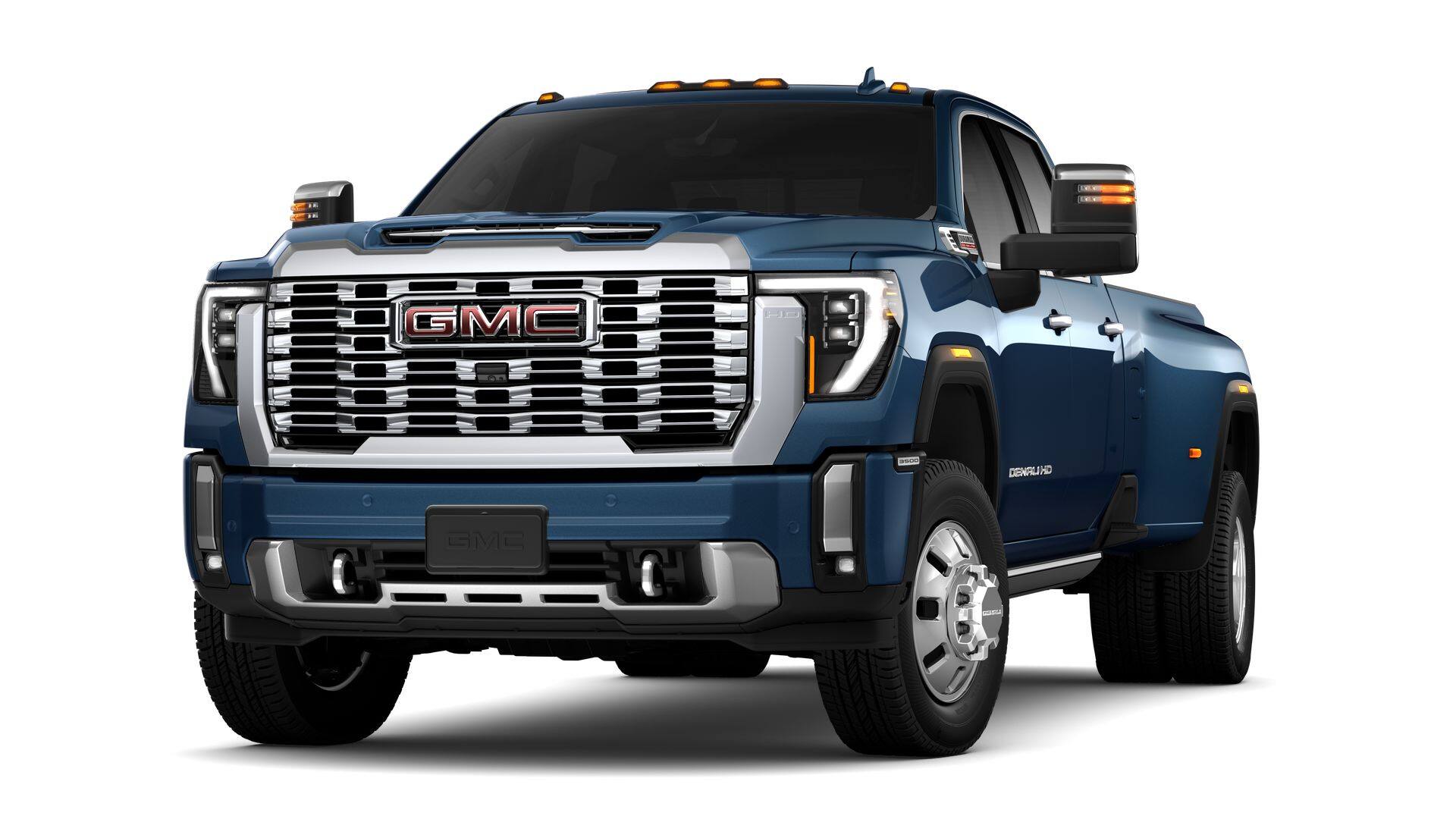 2026 GMC Sierra 3500 HD Denali DRW in Downpour Metallic — front three-quarter view