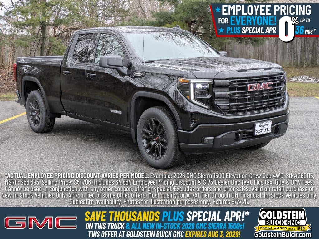2026 GMC Sierra 1500 Elevation in Onyx Black — front three-quarter view