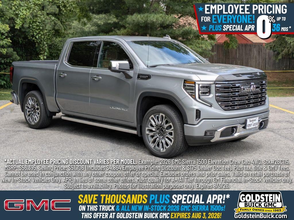 2026 GMC Sierra 1500 Denali Ultimate in Sterling Metallic — front three-quarter view