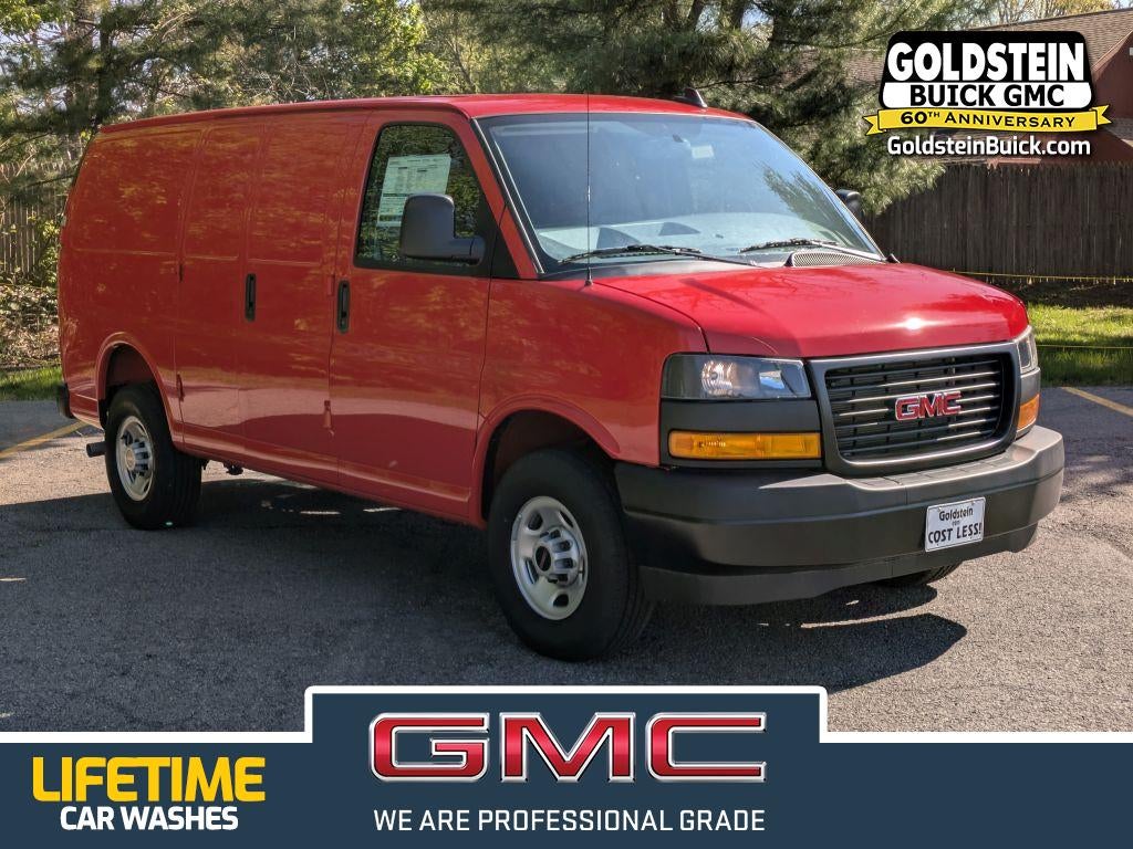 2025 GMC Savana Cargo Work Van in Cardinal Red — front three-quarter view