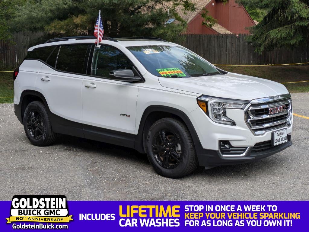 2023 GMC Terrain AT4 in Summit White — front three-quarter view