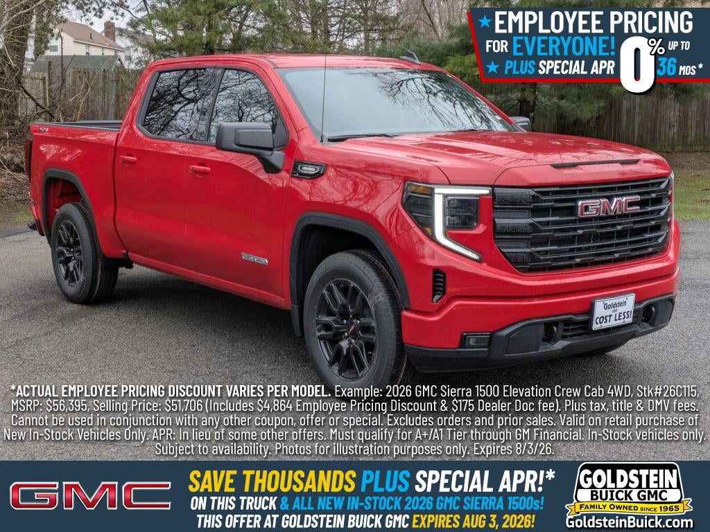 2026 GMC Sierra 1500 Elevation in Cardinal Red — front three-quarter view