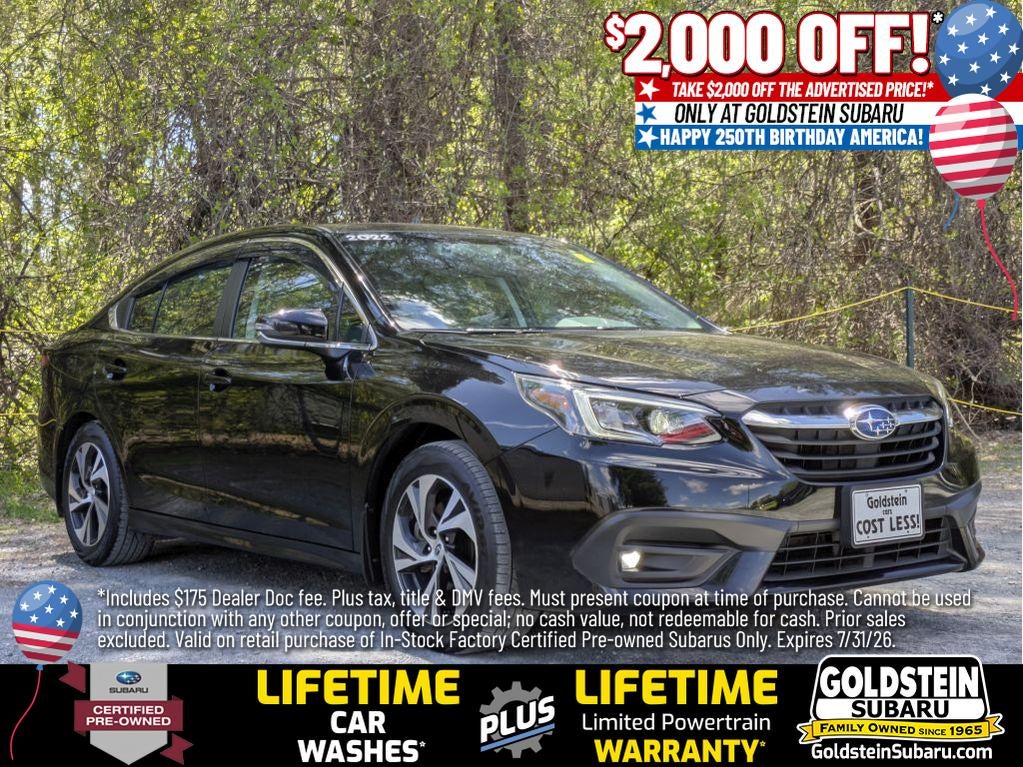 2022 Subaru Legacy Premium in Crystal Black Silica — front three-quarter view