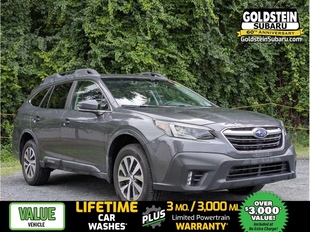 2020 Subaru Outback Premium in Magnetite Gray Metallic — front three-quarter view