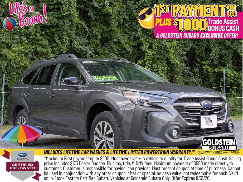 2025 Subaru Outback Premium in Magnetite Gray Metallic — front three-quarter view