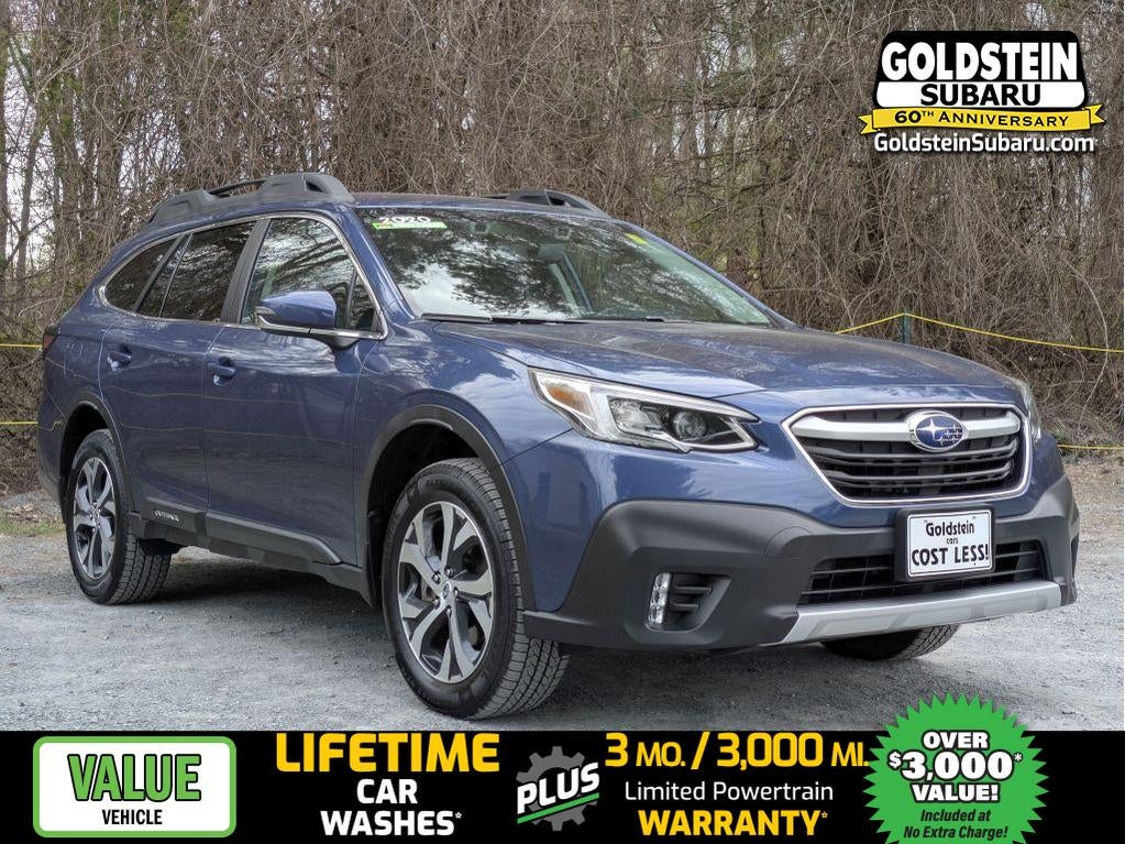 2020 Subaru Outback Limited in Abyss Blue Pearl — front three-quarter view