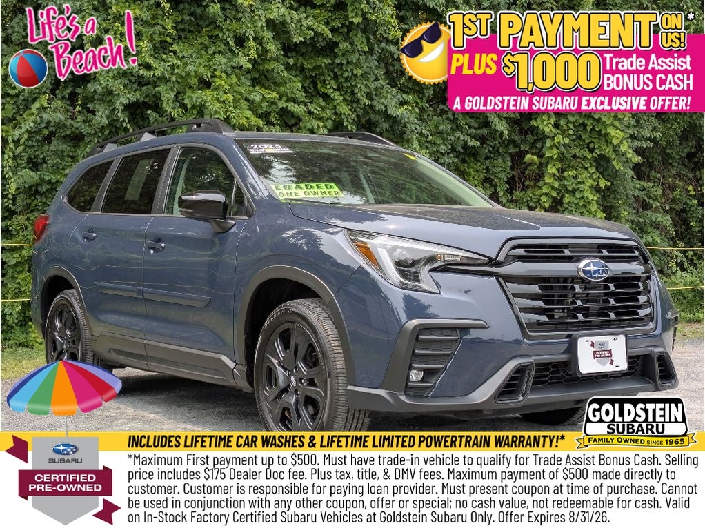 2025 Subaru Ascent Onyx Edition in Cosmic Blue Pearl — front three-quarter view