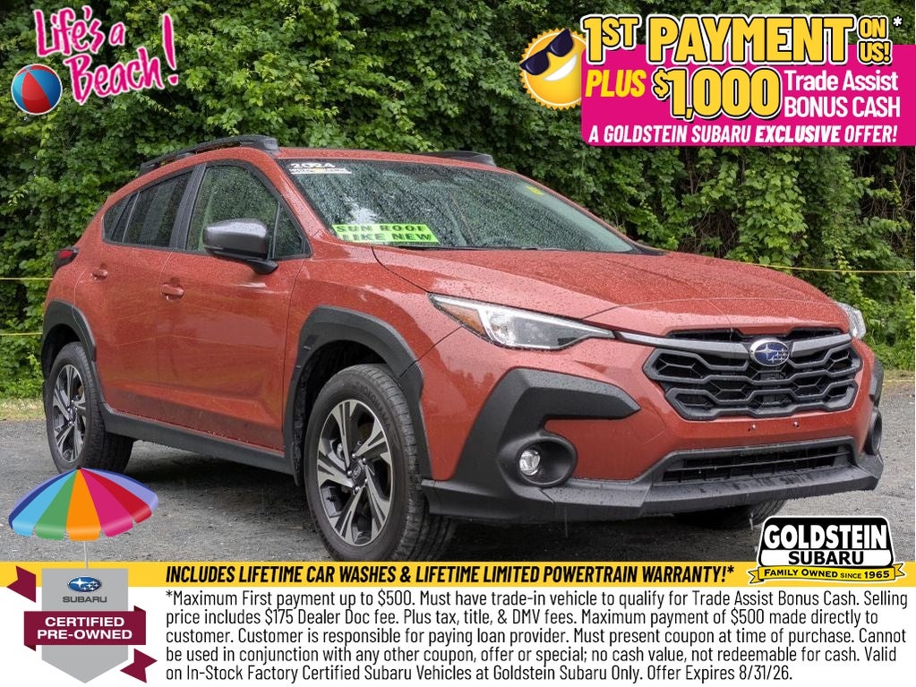 2024 Subaru Crosstrek Premium in Sun Blaze Pearl — front three-quarter view