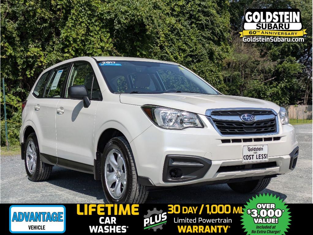 2017 Subaru Forester 2.5i (M6) in Crystal White Pearl — front three-quarter view