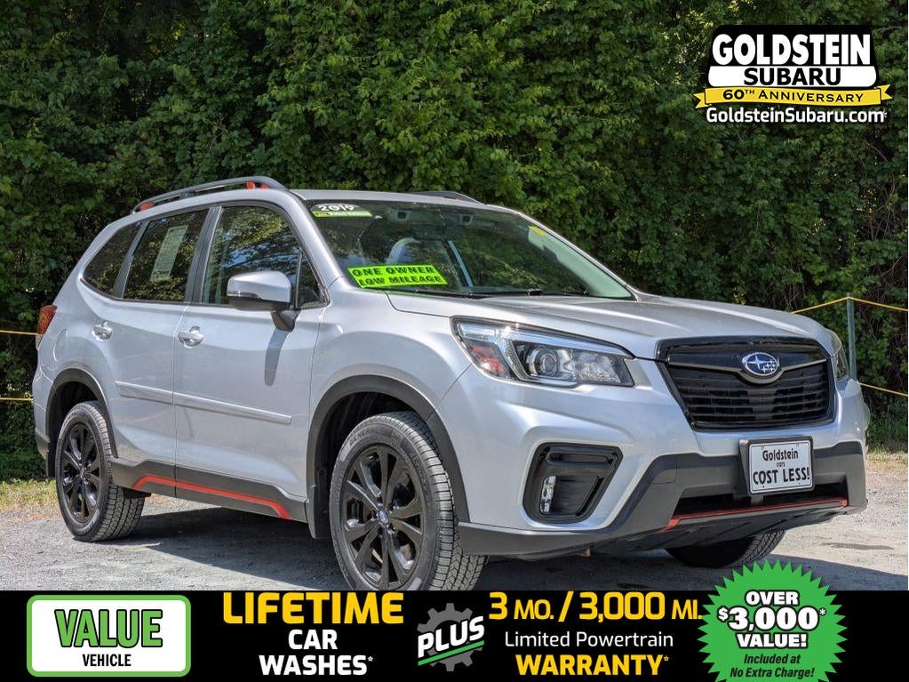 2019 Subaru Forester Sport in Ice Silver Metallic — front three-quarter view
