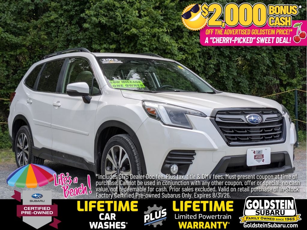 2023 Subaru Forester Limited in Crystal White Pearl — front three-quarter view